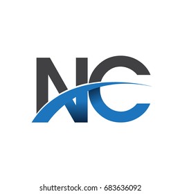 initial letter NC logotype company name colored blue and grey swoosh design. vector logo for business and company identity.
