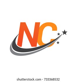 initial letter NC logotype company name colored orange and grey swoosh star design. vector logo for business and company identity.