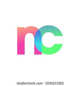 Initial Letter NC Lowercase Logo green, pink and Blue, Modern and Simple Logo Design.