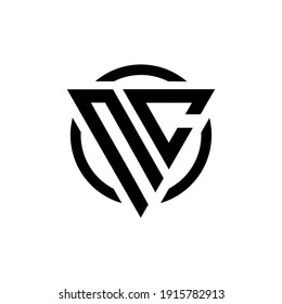 Initial letter NC triangle monogram cool simple modern logo concept