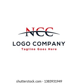 Initial letter NCC, overlapping movement swoosh horizon logo company design inspiration in red and dark blue color vector