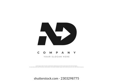 Initial Letter ND Arrow Logo Design Vector