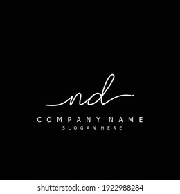 Initial letter ND calligraphy handwritten logo. Handwritten alphabet in the logo template. Letters and Alphabet for your logo design.