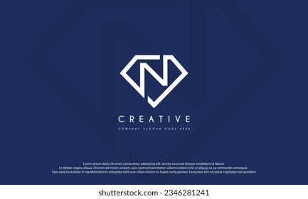 Letra inicial Diseño del logotipo del diamante ND Ilustración vectorial aislada en fondo azul