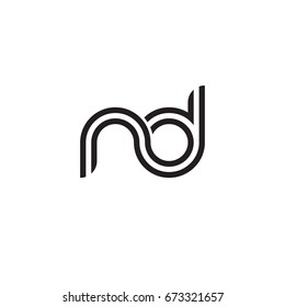 Initial letter nd, linked outline rounded lowercase, monogram black