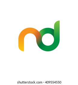 initial letter nd linked round lowercase logo orange green