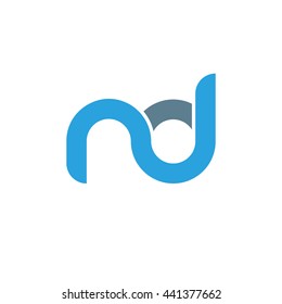 initial letter nd linked round lowercase logo blue