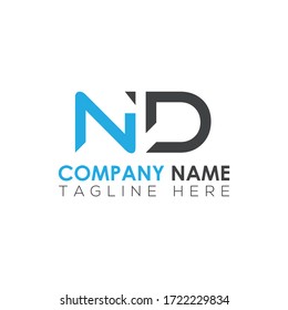 Initial Letter ND Logo Design Vector Template. Creative Abstract ND Letter Logo Design