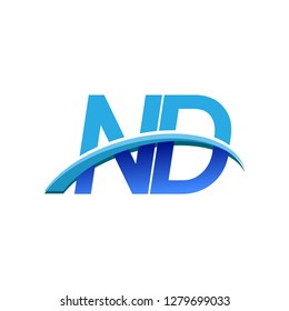 initial letter ND logotype company name colored blue and swoosh design. vector logo for business and company identity.