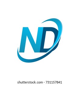initial letter ND logotype company name colored blue swoosh design concept. vector logo for business and company identity.