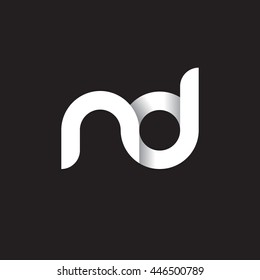 initial letter nd modern linked circle round lowercase logo white black