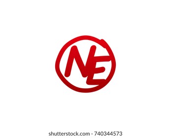 The initial letter NE handwritten logo