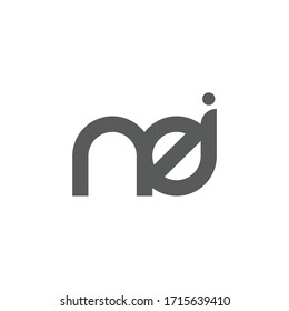 Initial Letter NE Linked Circle Lowercase Logo Black Icon Design Template Vector