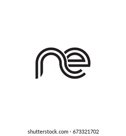 Initial letter ne, linked outline rounded lowercase, monogram black