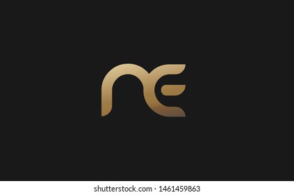 
Initial letter ne linked round lowercase monogram logo in gold color