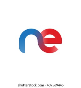 initial letter ne linked round lowercase logo blue red