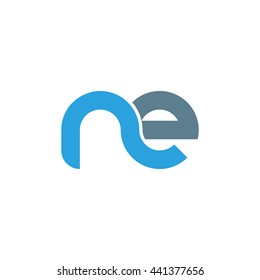 initial letter ne linked round lowercase logo blue
