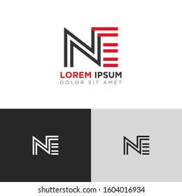 Initial Letter NE linked uppercase overlap modern logo design template. Suitable for business, consulting group company