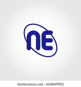 initial letter ne logo blue on white background