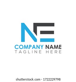 Plantilla de vectores de diseño de logotipo NE de carta inicial. Diseño de logotipo de carta de resumen creativo NE