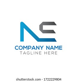 Plantilla de vectores de diseño de logotipo NE de carta inicial. Diseño de logotipo de carta de resumen creativo NE
