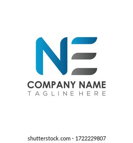 Plantilla de vectores de diseño de logotipo NE de carta inicial. Diseño de logotipo de carta de resumen creativo NE