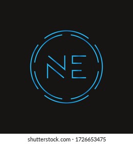 Plantilla de vectores de diseño del logotipo NE de la carta inicial. Diseño de logotipo para carta de resumen digital NE