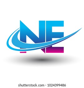 initial letter NE logotype company name colored blue and magenta swoosh design. vector logo for business and company identity.
