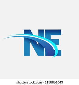 initial letter NE logotype company name colored blue and swoosh design. vector logo for business and company identity.
