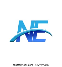 initial letter NE logotype company name colored blue and swoosh design. vector logo for business and company identity.