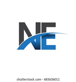 initial letter NE logotype company name colored blue and grey swoosh design. vector logo for business and company identity.
