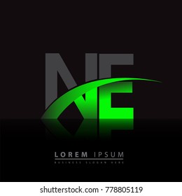 initial letter NE logotype company name colored green and black swoosh design. vector logo for business and company identity.
