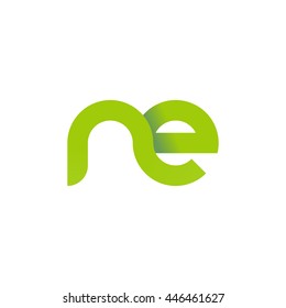 initial letter ne modern linked circle round lowercase logo green