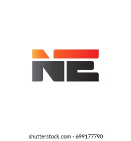 Initial letter NE, straight linked line bold logo, gradient fire red black colors