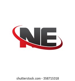 initial letter NE swoosh ring company logo red black