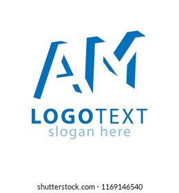 AM initial letter with negative space logo icon vector template
