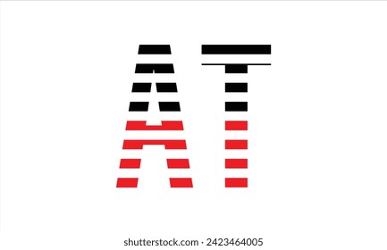 AT initial letter negative space minimal logo design vector. monogram, symbol, emblem, elegant, abstract, sign, typography, minimalist, premium, flag, business, company, corporate, commercial, brand