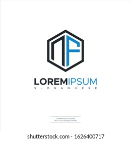 Initial Letter NF geometric Polygon Logo Template Vector Design Logo