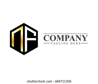 Initial Letter NF Hexagonal Design Logo