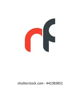 initial letter nf linked round lowercase logo red