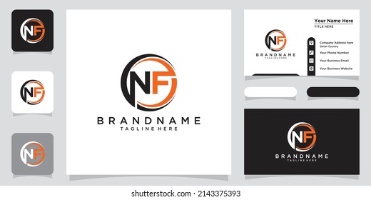 Plantilla de diseño de logotipo de carta inicial NF con diseño de tarjeta de visita