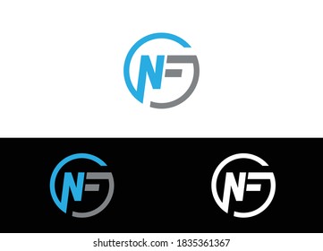 Initial Letter NF Logo or Icon Design Vector Image Template
