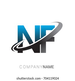 initial letter NF logotype company name colored blue and grey swoosh design. logo design for business and company identity.