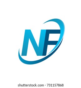 initial letter NF logotype company name colored blue swoosh design concept. vector logo for business and company identity.
