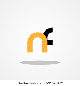 Initial letter NF lowercase logo design template orange black