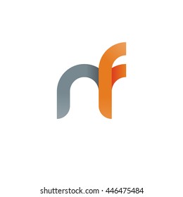 initial letter nf modern linked circle round lowercase logo orange gray