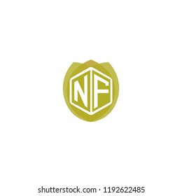 Initial Letter NF, N, F Logo Design with Leaf, Ecology, Nature, Organic Illustration for Company Identity Concept Design