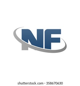 initial letter NF swoosh ring company logo blue gray