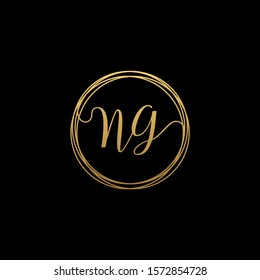 initial letter NG handwritten with circle element template. Creative fashion logo design, couple initial name , beauty icon. Logo with hand drawn style for wedding concept - vector