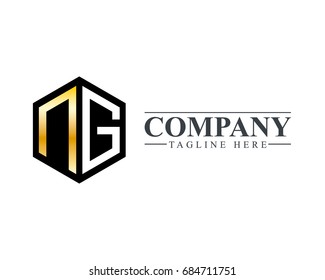 Initial Letter NG Hexagonal Design Logo